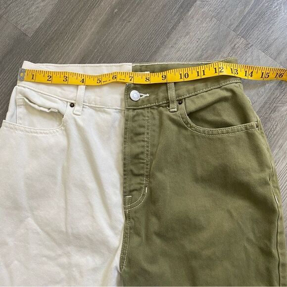 PacSun High Rise Straight Jeans Olive Cream Butty Fly 27 - Picture 8 of 12